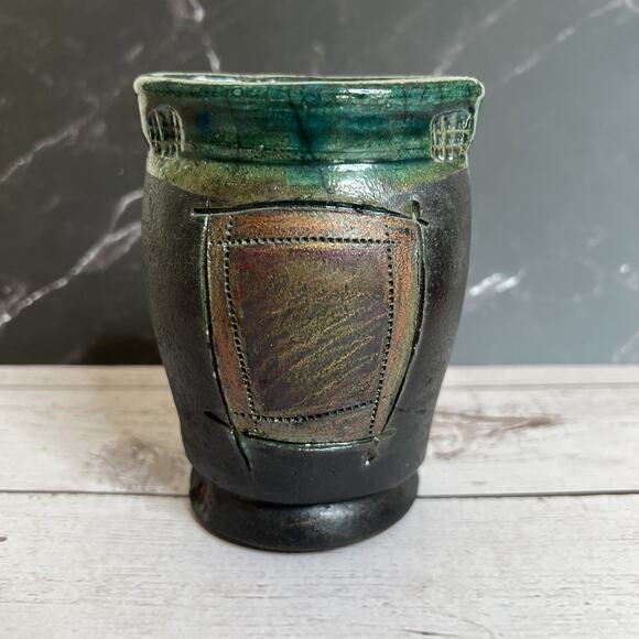 Kathy Erickson Raku Ceramic Vase – Irish Setter Dog – Custom Art Studio Pottery - Picture 6 of 7